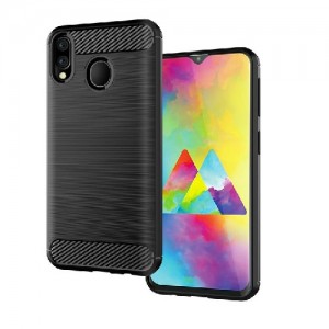 Θήκη Brushed Carbon για Samsung Galaxy M20 - Μαύρο