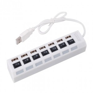 Portable USB Hub 2.0 7-port On/Off Switch - Λευκό