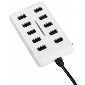 USB 2.0 USB Hub με 10 θύρες και διακόπτη ON/OFF - Λευκό