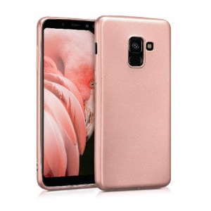 Θήκη Σιλικόνης Soft TPU Back Cover Για Samsung Galaxy A8 Plus 2018  - Metallic Ρόζ