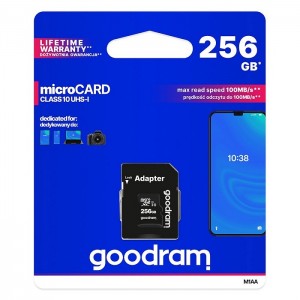Κάρτα Μνήμης Goodram Micro SD XC UHS-I 256GB Class 10 Με Αντάπτορα SD (M1AA-2560R12)