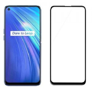 Full Glue Tempered Glass Black 9H για Realme 6 / 6S - Μαύρο