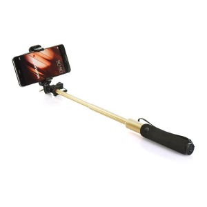 Remax Mini P5 Πτυσσόμενο Μπαστούνι για Selfie με Κουμπί 17.5-72cm - Χρυσό