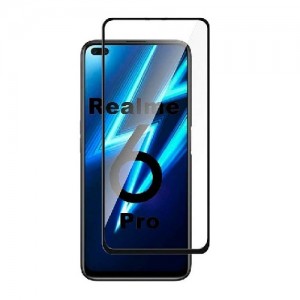 9D Full Cover Προστασία Οθόνης Tempered Glass 9H για Realme 6 Pro - Μαύρο