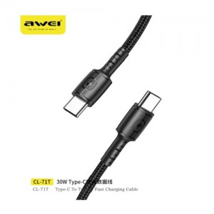 Awei CL-71T Braided USB 2.0 Type C To Type C 1m - Μαύρο