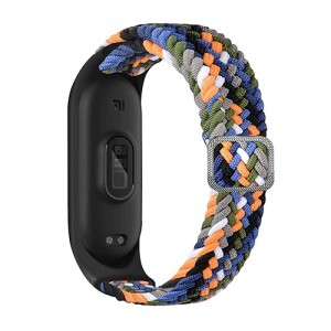 OEM Λουράκι Universal Υφασμάτινο Braided Για Xiaomi Mi Band 3 /4 / 5 / 6 -  Μπλε Πορτοκαλί