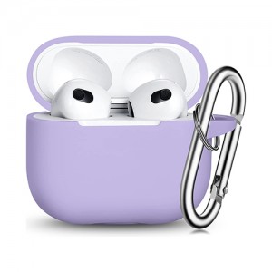 Θήκη Σιλικόνης Για Airpods 3 Με Γάντζο Μεταφοράς - Μωβ