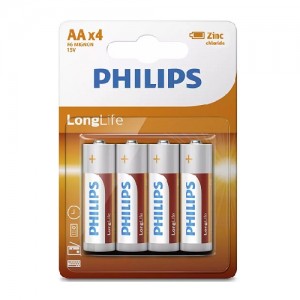 PHILIPS LongLife Zinc chloride μπαταρίες R6L4B/10 AA R6 Mignon, 4τμχ