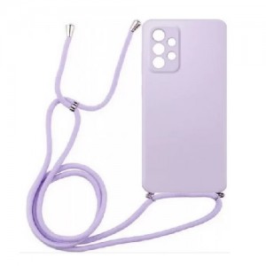 Colored Silicone Cord Case Για Samsung Galaxy A13 4G με Κορδόνι Back Cover - Μωβ