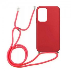 Colored Silicone Cord Case με Κορδόνι Back Cover Για Samsung Galaxy A52 - Κόκκινο