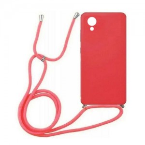 Colored Silicone Cord Case Για Samsung Galaxy A03 Core με Κορδόνι Back Cover - Κόκκινο