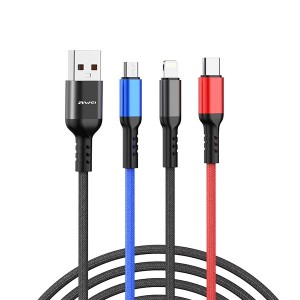 Awei CL-971 3 σε 1 Καλώδιο Δεδομένων Micro USB, Type-C, Lightning 2.4A 120cm