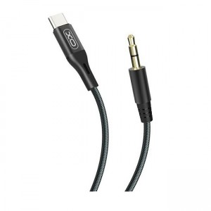 XO-NB-R155B Braided USB 2.0 Καλώδιο USB-C male - 3.5mm male 1m - Μαύρο 