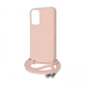 Colored Silicone Cord Case Για Xiaomi Redmi Note 11 NFC / 11S με Κορδόνι Back Cover - Απαλό Ροζ