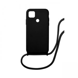 Colored Silicone Cord Case με Κορδόνι Back Cover Για Xiaomi Redmi 9C - Μαύρο