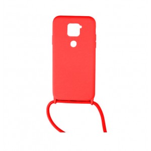 Colored Silicone Cord Case με Κορδόνι Back Cover Για Xiaomi Redmi Note 9 / Redmi 10X 4G - Κόκκινο