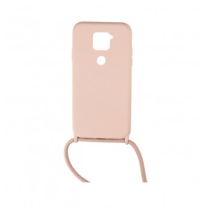 Colored Silicone Cord Case με Κορδόνι Back Cover Για Xiaomi Redmi Note 9 / Redmi 10X 4G - Απαλό Ροζ