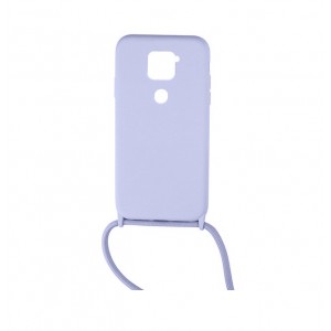 Colored Silicone Cord Case με Κορδόνι Back Cover Για Xiaomi Redmi Note 9 / Redmi 10X 4G - Μωβ