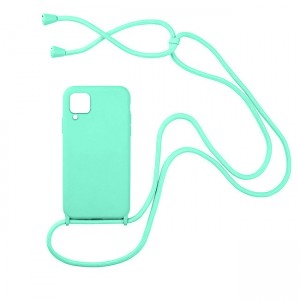 Colored Silicone Cord Case με Κορδόνι Back Cover Για Samsung Galaxy A12 - Τιρκουάζ