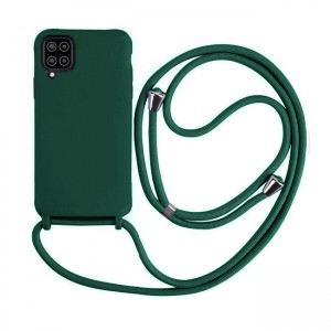 Colored Silicone Cord Case με Κορδόνι Back Cover Για Samsung Galaxy A22 4G - Πράσινο Σκούρο