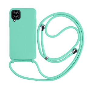 Colored Silicone Cord Case με Κορδόνι Back Cover Για Samsung Galaxy A22 4G - Τιρκουάζ