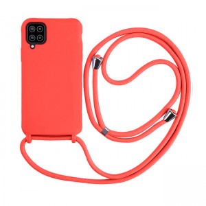 Colored Silicone Cord Case με Κορδόνι Back Cover Για Samsung Galaxy A22 4G - Κόκκινο