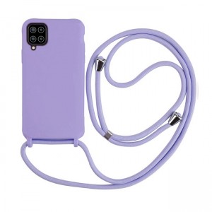 Colored Silicone Cord Case με Κορδόνι Back Cover Για Samsung Galaxy A22 4G - Μωβ