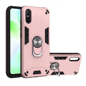 Θήκη Hybrid Shockproof Armor Case Stand Metal Ring για Xiaomi Redmi 9A - Ροζ Χρυσό