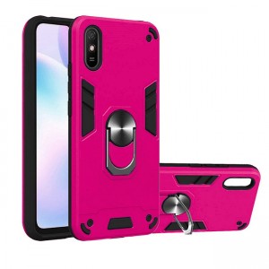 Θήκη Hybrid Shockproof Armor Case Stand Metal Ring για Xiaomi Redmi 9A - Ροζ Φούξια