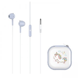 Keeka KA-192 Παιδικά Earbuds Handsfree 3.5mm με Θήκη Unicorn - Μπλε