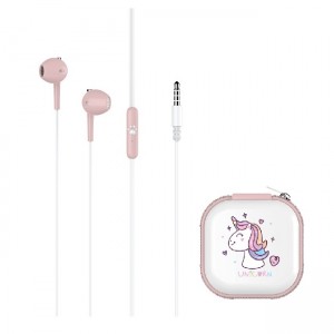 Keeka KA-192 Παιδικά Earbuds Handsfree 3.5mm με Θήκη Unicorn - Ροζ