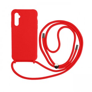 Colored Silicone Cord Case Για Samsung Galaxy A34 με Κορδόνι Back Cover - Κόκκινο