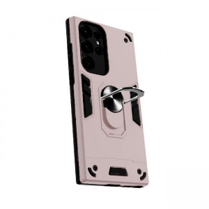 Θήκη Hybrid Shockproof Armor Case Stand Metal Ring για Samsung S22 Ultra - Ροζ Χρυσό