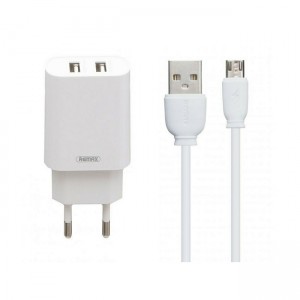 Remax RP-U35 Φορτιστής με 2 Θύρες USB-A και Καλώδιο micro USB - Λευκό