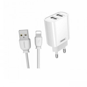 Remax RP-U35 Φορτιστής με 2 Θύρες USB-A και Καλώδιο Lightning - Λευκό