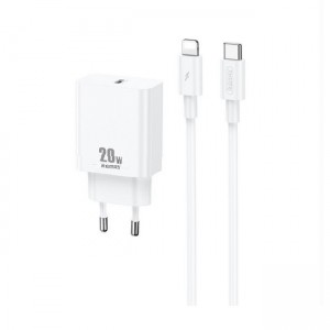 Remax RP-U5 Φορτιστής με Θύρα USB-C και Καλώδιο Lightning 20W Power Delivery - Λευκό