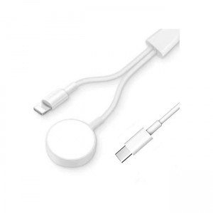 OEM TN-C103 2in1 20W PD Type-C to Lightning Cable with Wireless Charger Φορτιστής για Apple Watch - Λευκό