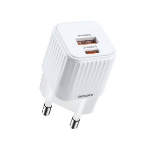 Remax RP-U2 Mini Charger Φορτιστής Με Θύρα USB-A Και Θύρα USB-C 20W - Λευκό