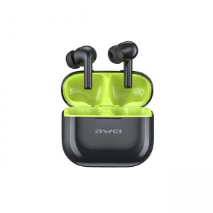 Awei T1 Pro In-ear Bluetooth Handsfree Ακουστικά με Αντοχή στον Ιδρώτα και Θήκη Φόρτισης - Μαύρο / Πράσινο