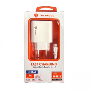 Technovo TN-F026 Φορτιστής με Θύρα USB και Καλώδιο Lightning - Λευκό