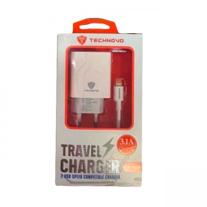 Technovo TN-F020 Φορτιστής με 2 Θύρες USB και Καλώδιο Lightning - Λευκό