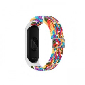 OEM Λουράκι Universal Υφασμάτινο Braided Για Xiaomi Mi Band 4 / 5 / 6 / 7 - Λευκό / Rainbow