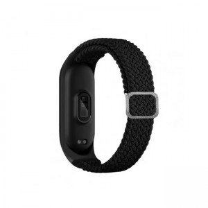 OEM Λουράκι Universal Υφασμάτινο Braided Για Xiaomi Mi Band 4 / 5 / 6 / 7 - Μαύρο