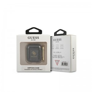 Guess 4G Glitter Θήκη Σιλικόνης σε Μαύρο χρώμα για Apple AirPods GUA2UCG4GK