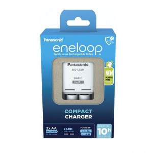 Panasonic Eneloop Compact BQ-CC50 Φορτιστής 2 Μπαταριών Ni-MH Μεγέθους AA Σετ με 2x AA 2000mAh - Λευκό