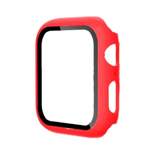 OEM Θήκη Σιλικόνης με Tempered Glass για το Apple Watch 45mm - Κόκκινο