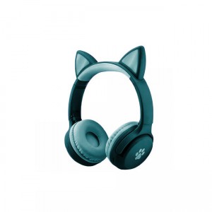 EV058 Cat Ear Ασύρματα/Ενσύρματα Over Ear Ακουστικά - Πράσινο