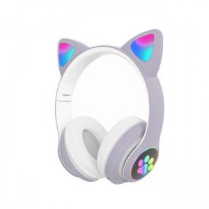 ST-23M Ασύρματα Bluetooth Over Ear Ακουστικά Cat - Μωβ