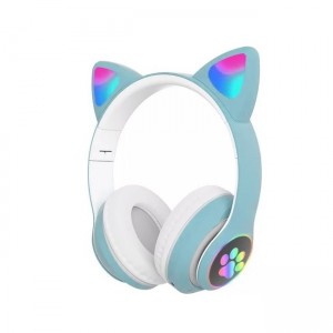 ST-23M Ασύρματα Bluetooth Over Ear Ακουστικά Cat - Γαλάζιο