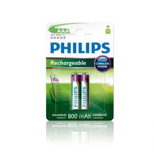 Philips R03B2A80 Επαναφορτιζόμενες Μπαταρίες AAA Ni-MH 800mAh 1.2V 2τμχ